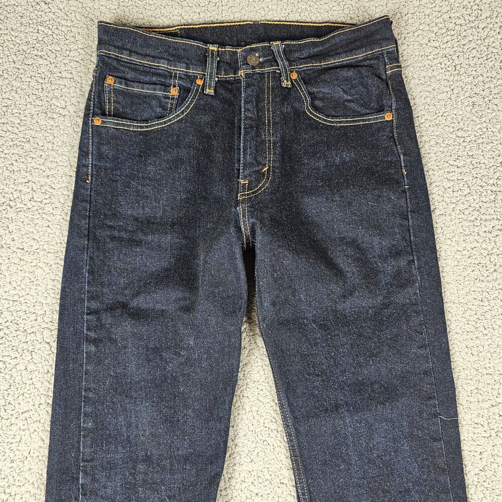 Levis 505 Jeans Men 30x31 Blue Denim Regular Straight Stretch Dark Wash Red Tab